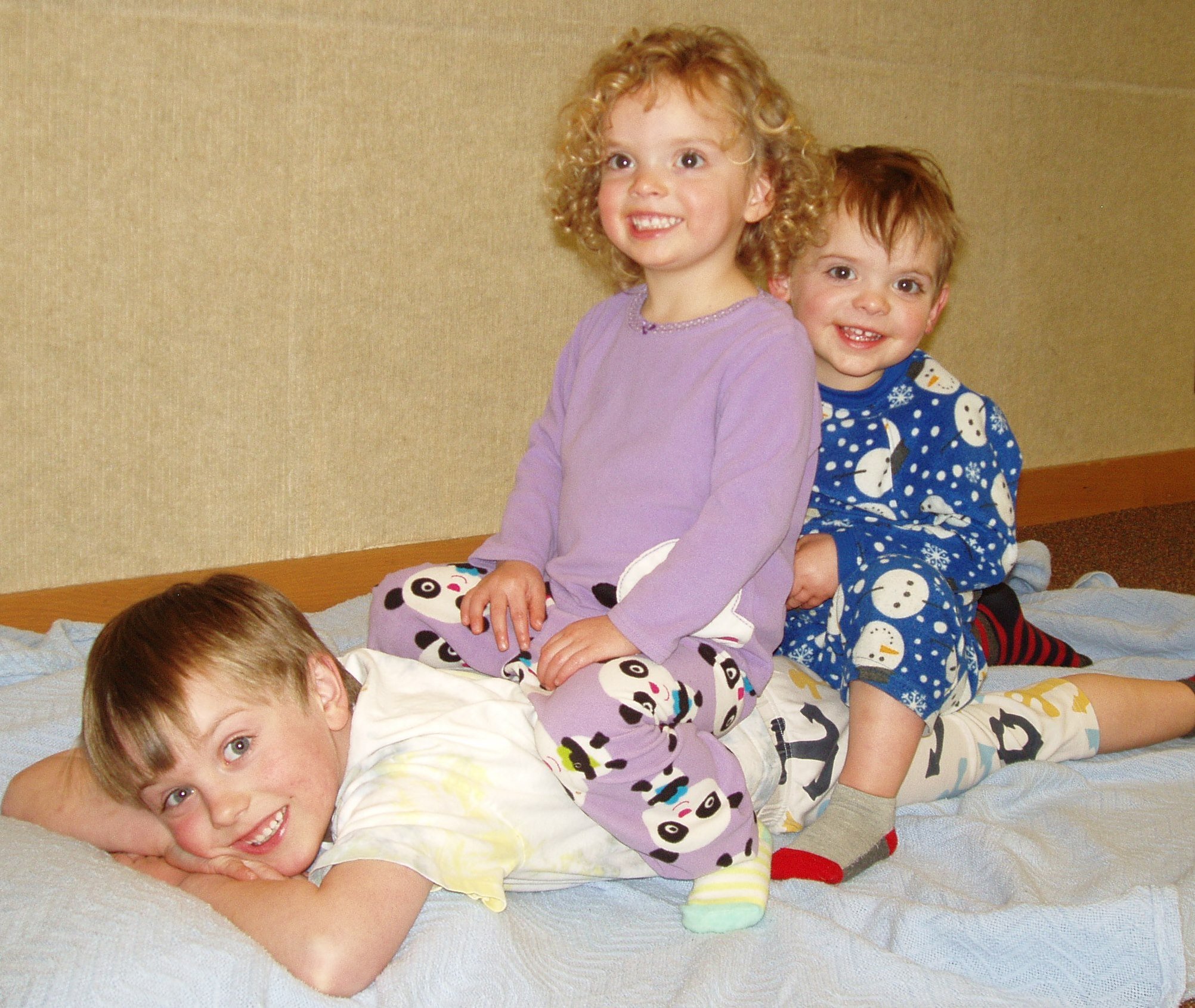 Preschoolers in their pajamas for the program, Christmas in Our Jammies.
